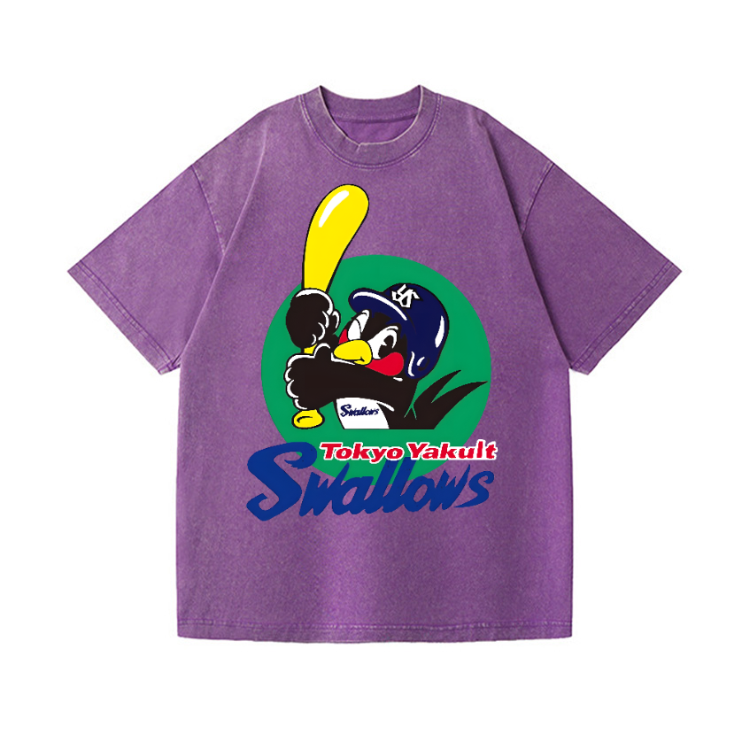 Tokyo Yakult Swallows Baseball Vintage Wash Japanese Design T-Shirt