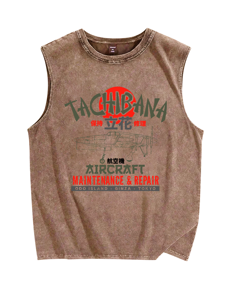 Tachibana Fighter Vintage Distressed Washed Tank Top