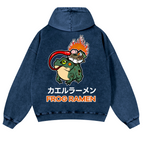Frog Ramen Vintage Washed Cotton Back Art Hoodie