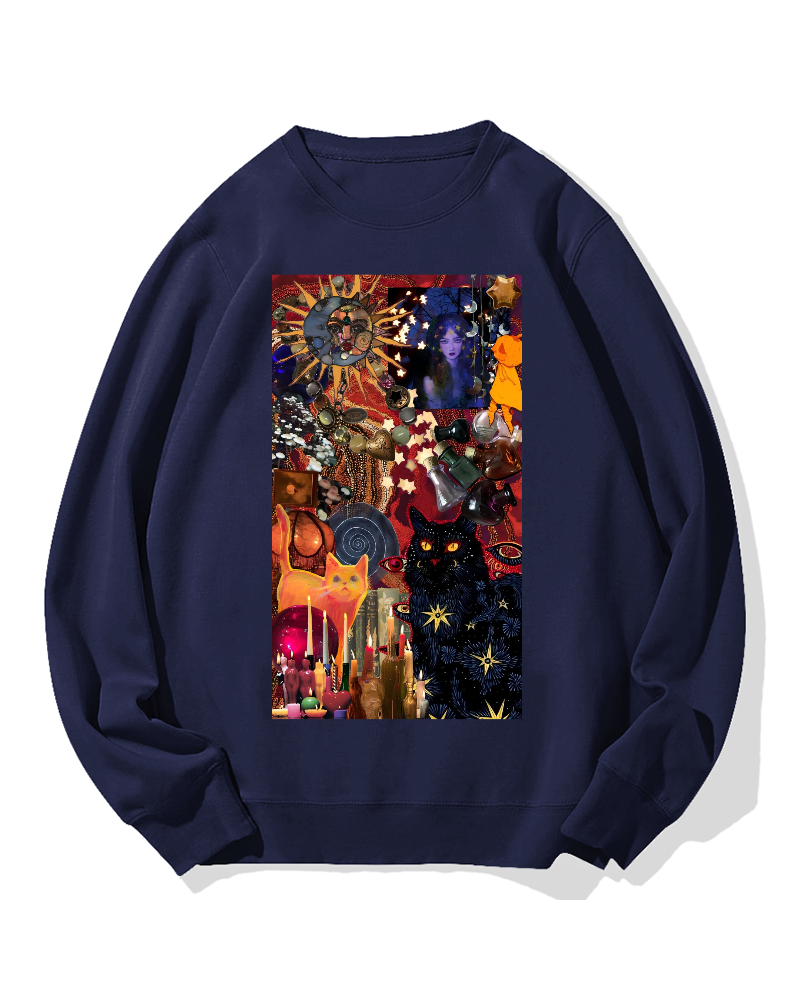 Mysterious Cat Cotton Sweatshirt