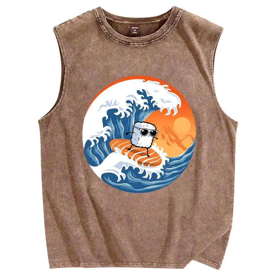 Sushi Surfing Vintage Distressed Washed Tank Top