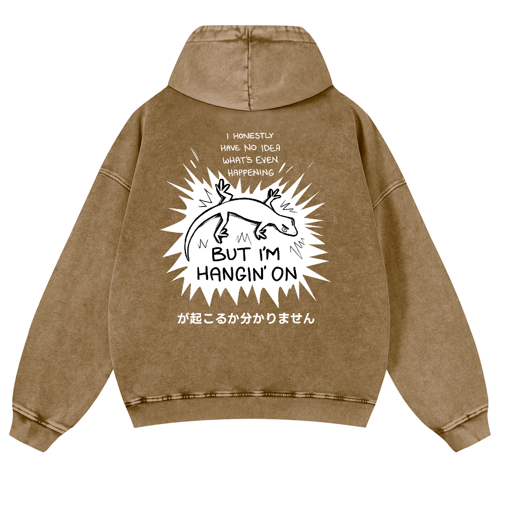 Gecko Vintage Washed Cotton Back Art Hoodie