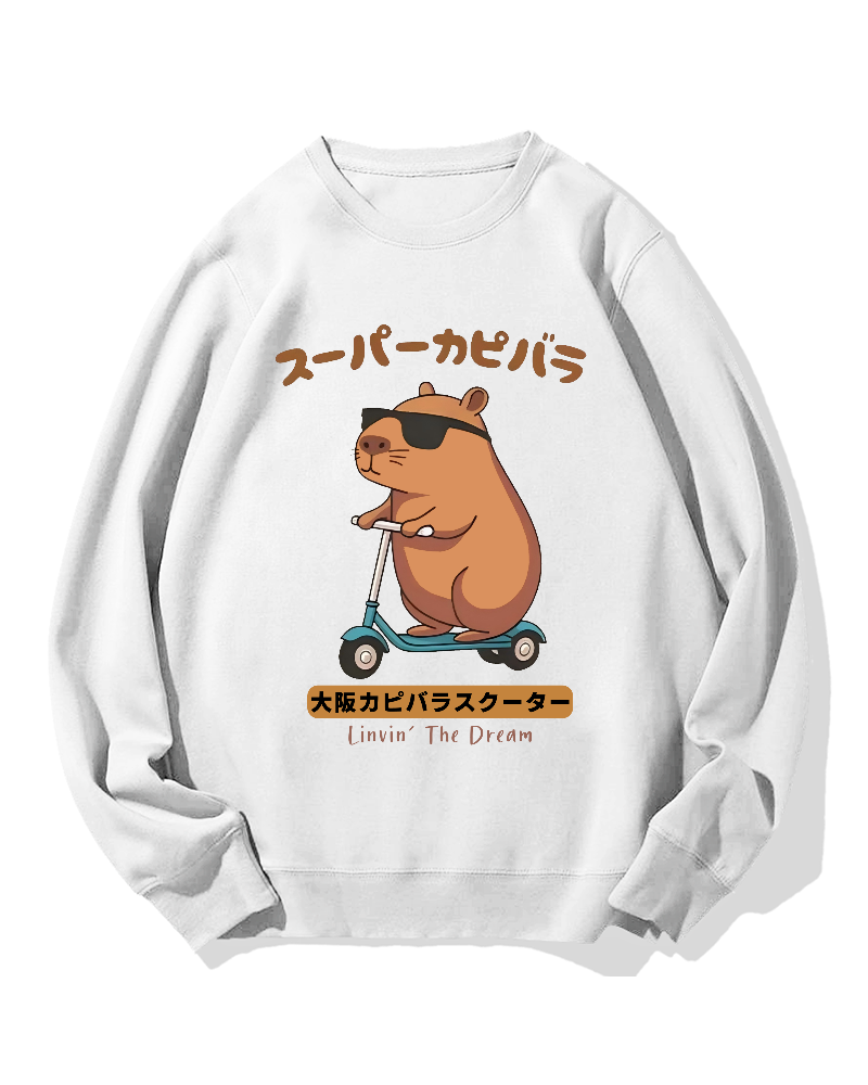 Osaka Capybara Scooter Cotton Sweatshirt