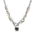 Colorful bead ring cat necklace