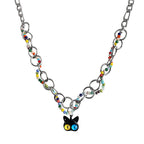 Colorful bead ring cat necklace