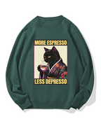 Kimono Coffee Cat Cotton Sweatshirt