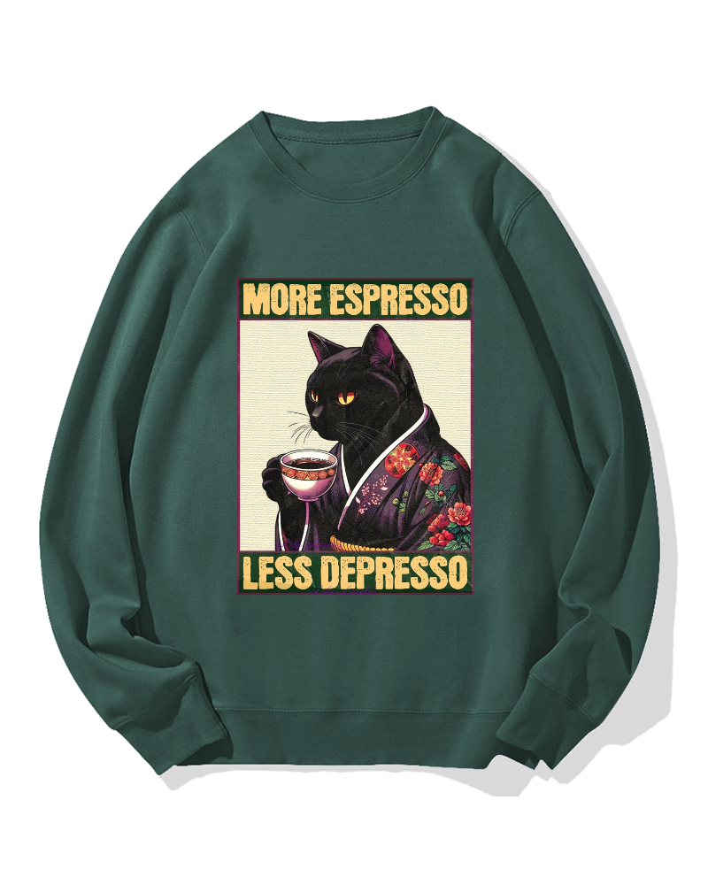 Kimono Coffee Cat Cotton Sweatshirt