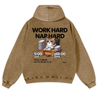 Cat Vintage Washed Cotton Back Art Hoodie