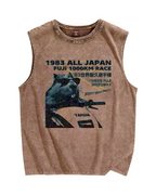 Funny Racing Beaver Vintage Distressed Washed Tank Top