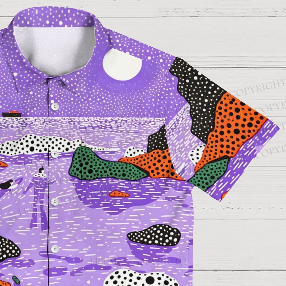 Romantic Seaside Polka Dot Hawaiian Shirt