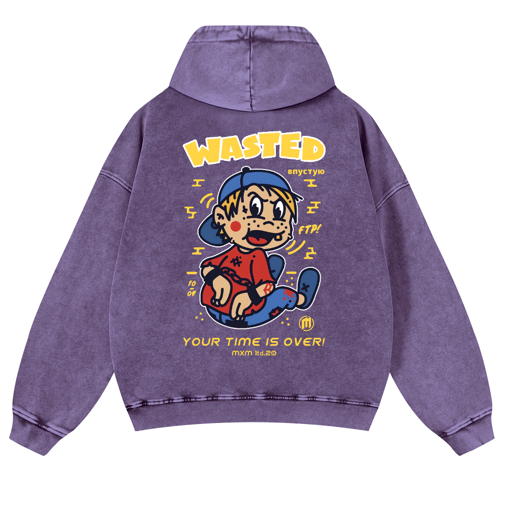 Wasted Vintage Washed Cotton Back Art Hoodie