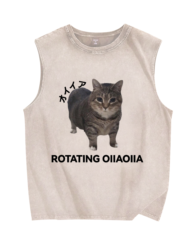 OIIA meme cat Vintage Distressed Washed Tank Top