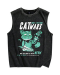 Cat Wars Vintage Distressed Washed Tank Top