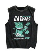 Cat Wars Vintage Distressed Washed Tank Top