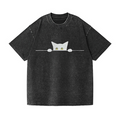 Black Cat Vintage Wash Japanese Design T-Shirt