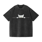 Black Cat Vintage Wash Japanese Design T-Shirt