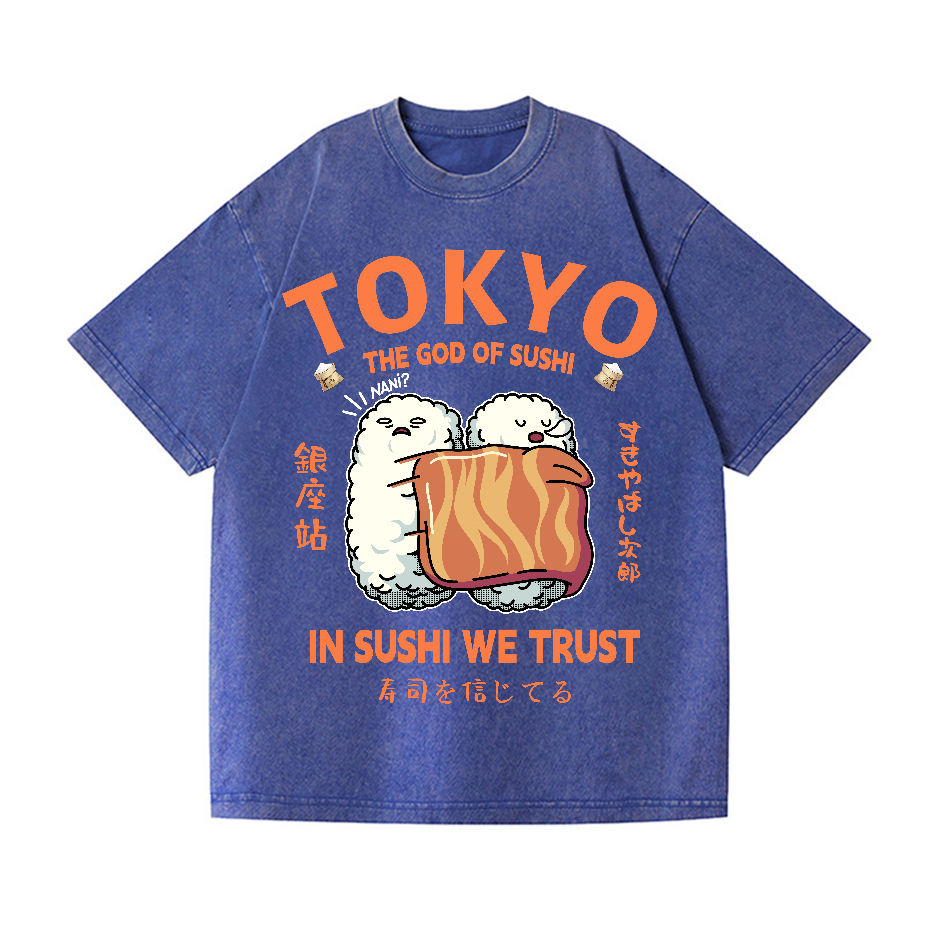 Sushi Vintage Wash Japanese Design T-Shirt