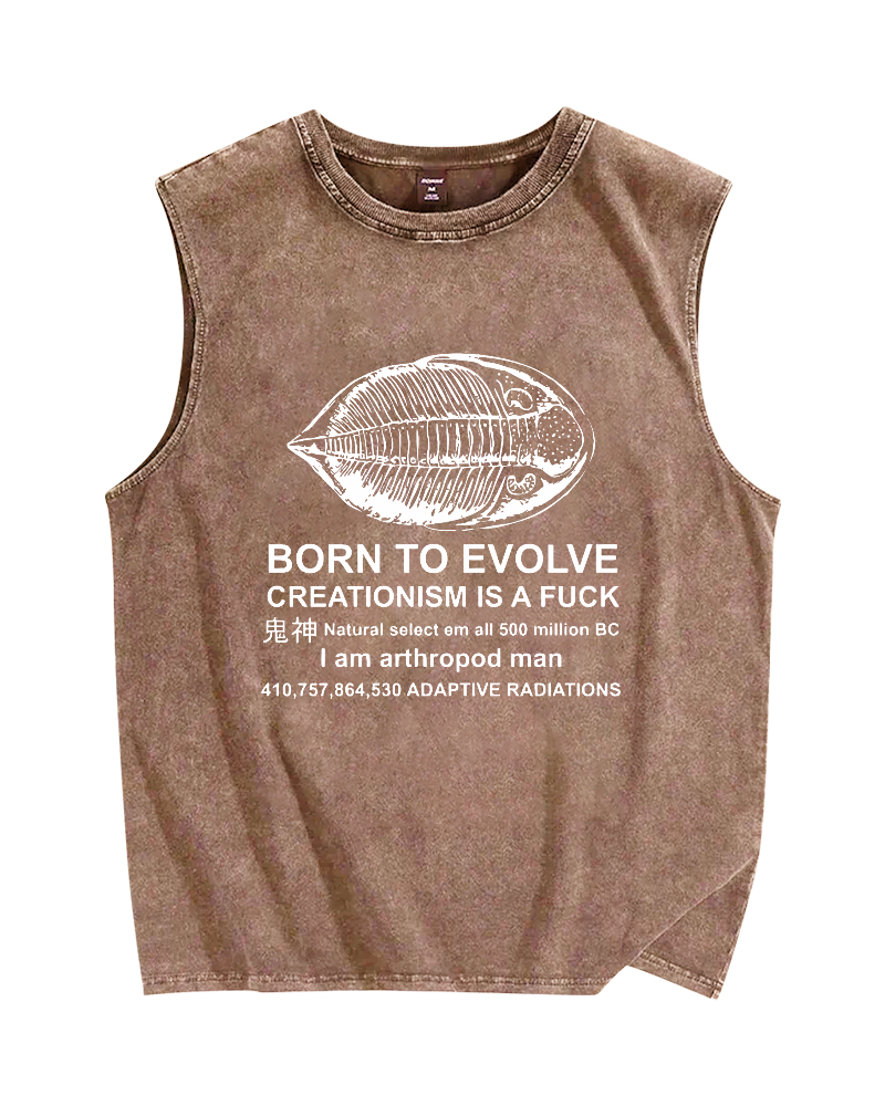 Born to Evolve Vintage Distressed Washed Tank Top