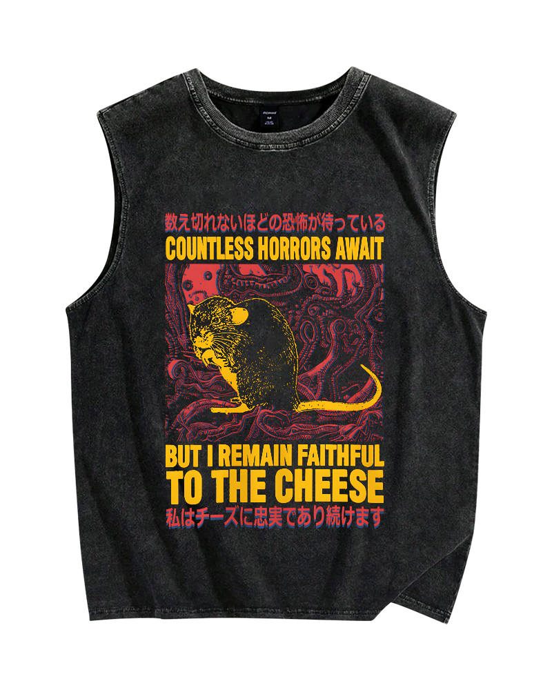 Cheese Mouse Vintage Distressed Washed Tank Top