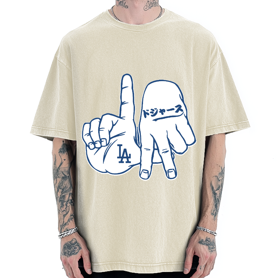 LA  Sign & Baseball Vintage Washed T-shirt