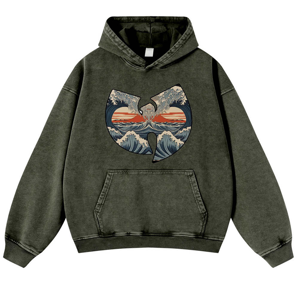 Wave Vintage Washed Thick Cotton Hoodie