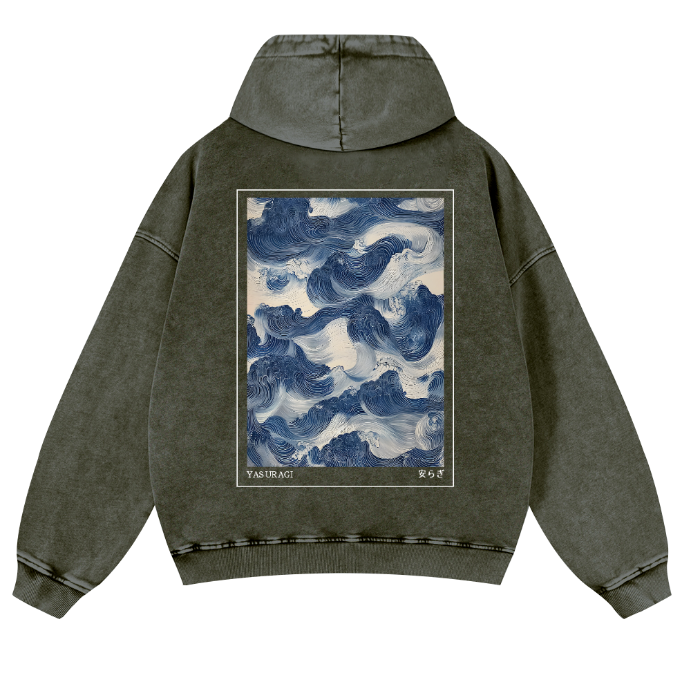 Yasuragi Vintage Washed Cotton Back Art Hoodie