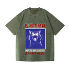 Cat Vintage Wash Japanese Design T-Shirt