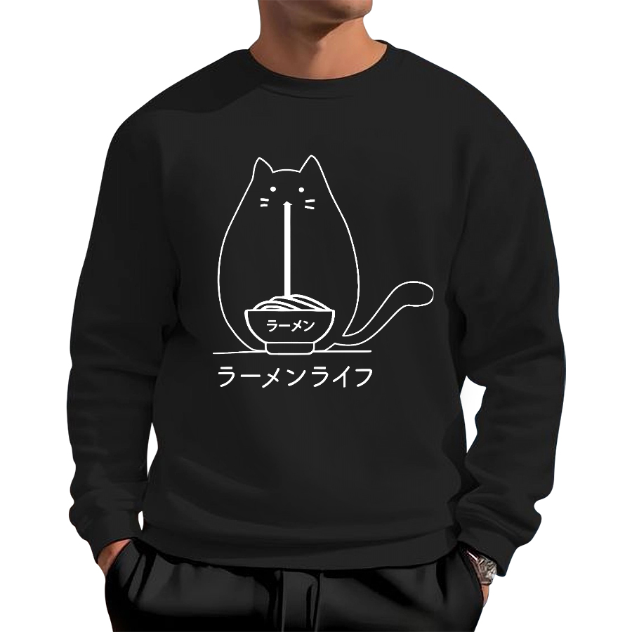Ramen Cat Cotton Pullover Sweatshirt