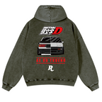 Initial D Vintage Washed Cotton Back Art Hoodie