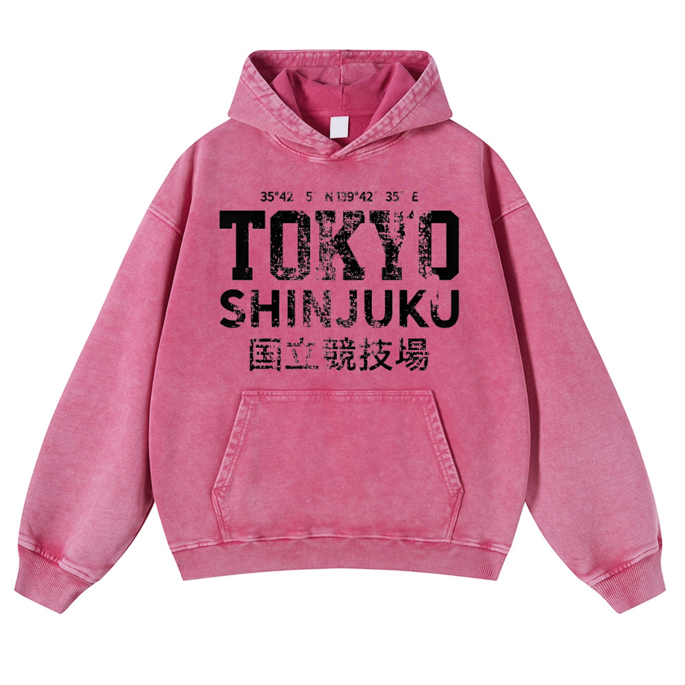 Tokyo Shinjuku intage Washed Thick Cotton Hoodie