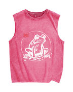 Japanese Frog Vintage Distressed Washed Tank Top