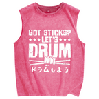 Let's Drum Vintage Distressed Washed Tank Top