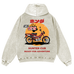 Hunter Cub Motorcycle Bike Vintage Washed Cotton Back Art Hoodie