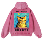 Cat Van Caligogh Vintage Washed Cotton Back Art Hoodie