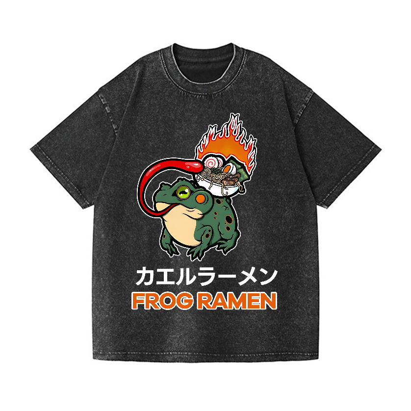 Frog Ramen Vintage Wash Japanese Design T-Shirt