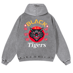 Black Cat Vintage Washed Cotton Back Art Hoodie