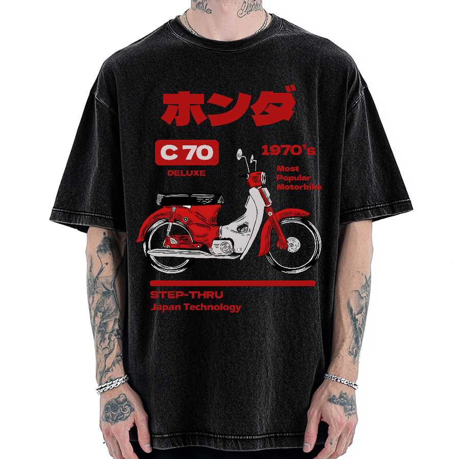 C70 Retro Motorcycle Vintage Washed T-shirt