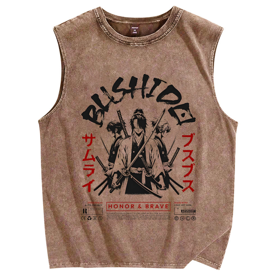 Samurai Japanese Warrior Bushido Vintage Distressed Washed Tank Top