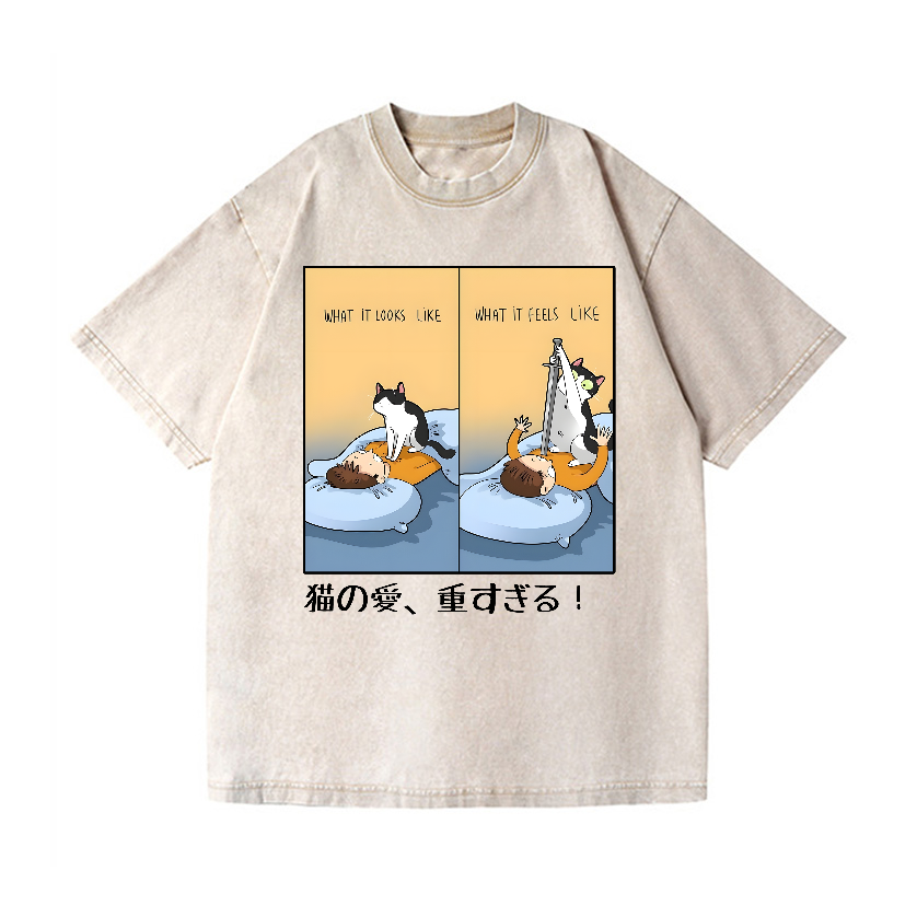 Cat Love Vintage Wash Japanese Design T-Shirt