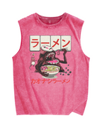 Japanese Anime No-Face Vintage Distressed Washed Tank Top