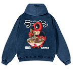 Ramen Hero Vintage Washed Cotton Back Art Hoodie