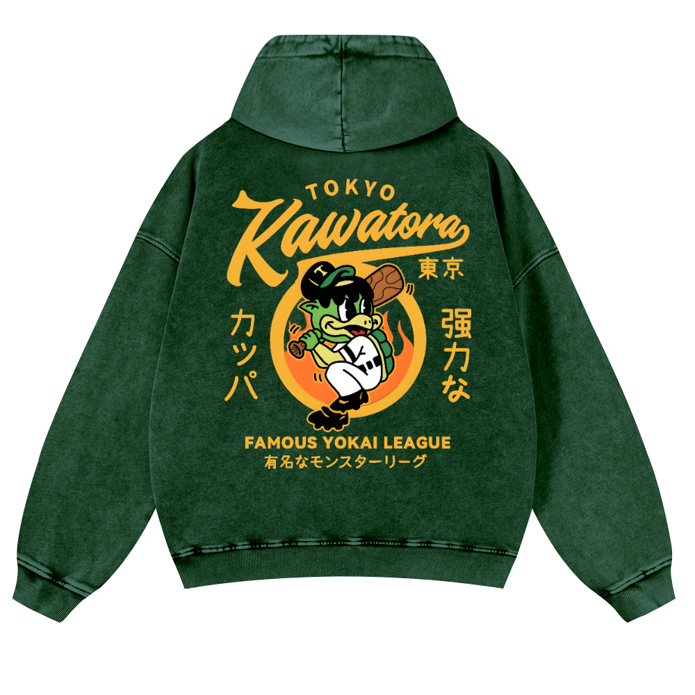 Tokyo Kawatora Vintage Washed Cotton Back Art Hoodie