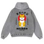 Hachiko Vintage Washed Cotton Back Art Hoodie