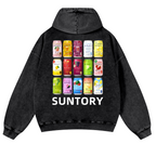 Suntory Vintage Washed Cotton Back Art Hoodie