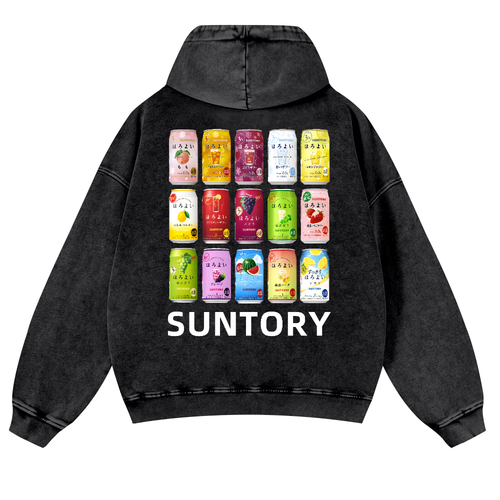Suntory Vintage Washed Cotton Back Art Hoodie