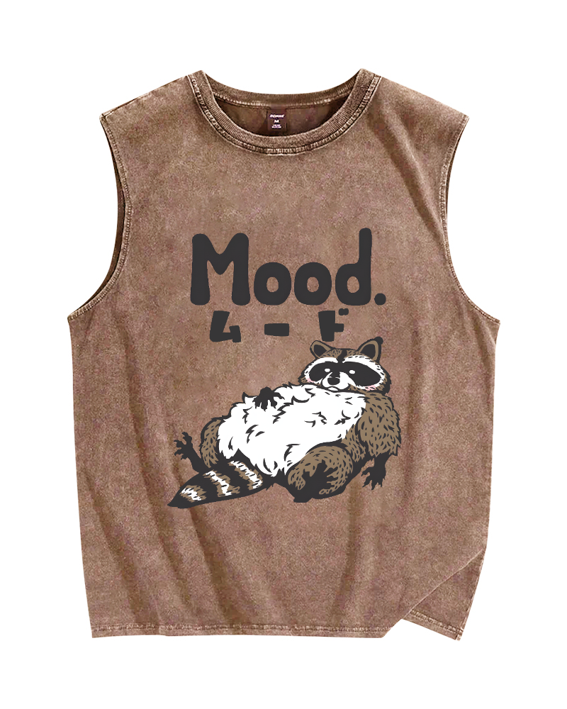 Mood Raccoon Vintage Distressed Washed Tank Top