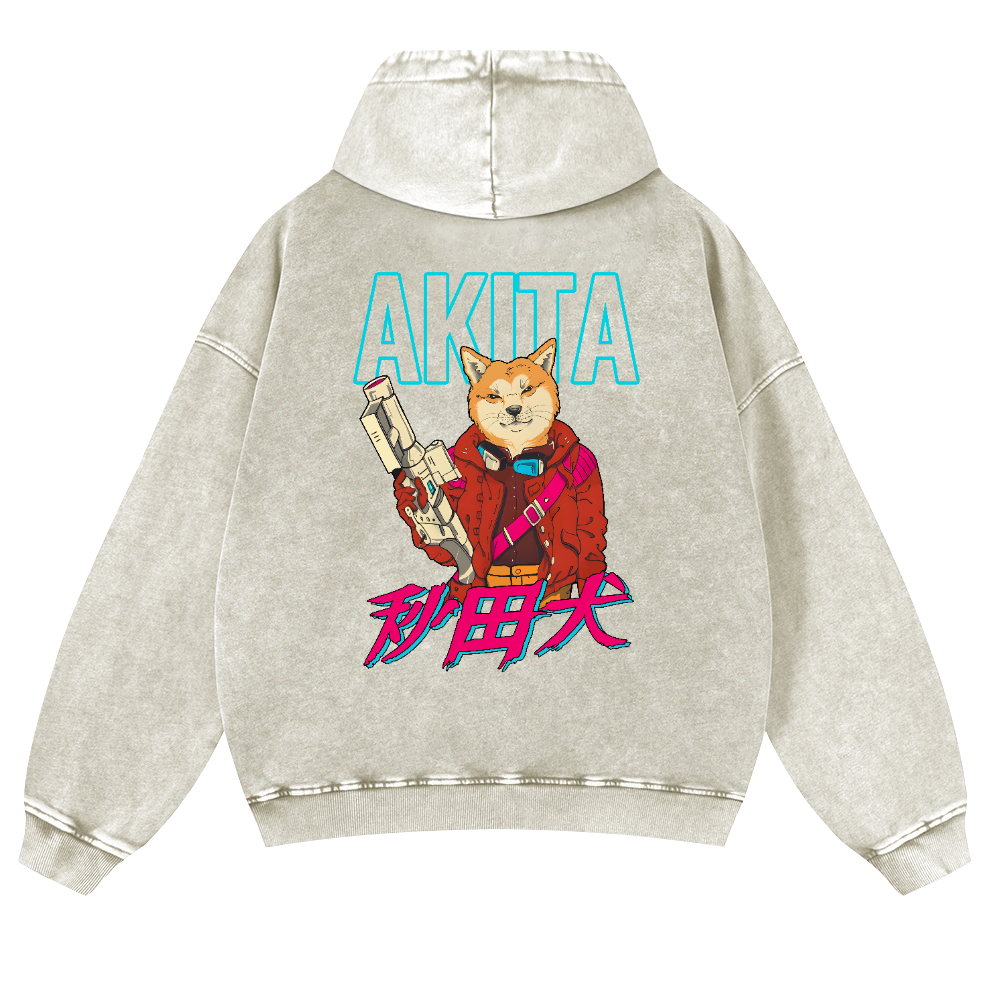 Akita Vintage Washed Cotton Back Art Hoodie