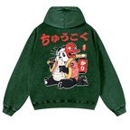 Panda Vintage Washed Cotton Back Art Hoodie