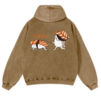 Sushi Vintage Washed Cotton Back Art Hoodie