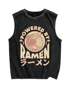 Power By Ramen Japanese Vintage Distressed Washed Tank Top